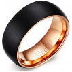 Bague homme en tungstene cuivré à pourtour noir mat brossé