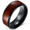 Bague homme tungstene Black'n Wood