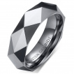 Bague homme facettée en tungstène gris