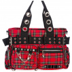 Grand sac punk-rock Tartan rouge  bandoulire perfore - Banned