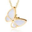 Collier acier papillon doré à ailes nacrées