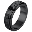Bague homme noir acier à bandeau tournant martelé