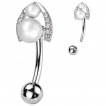 Piercing nombril  fer  cheval de perles et zirconiums