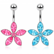 Piercing nombril fleur  5 ptales en marquise