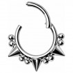 Piercing anneau clicker acier � piques et perles (septum, lobe, h�lix...)