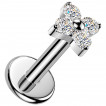 Piercing labret Titane petite fleur � p�tales �tincelants (l�vre, tragus, h�lix...)