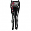 Legging noir gothique  squelette et roses rouges grimpantes