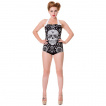 Maillot de bain femme goth-rock Banned à crane et symboles