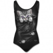 Maillot de bain femme gothique avec chat gris  griffes sorties et dchirures