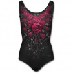 Maillot de bain femme gothique avec roses ensanglantées