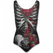 Maillot de bain femme gothique  cage thoracique et coeur de roses