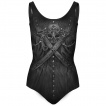 Maillot de bain femme gothique à fausses sangles, cranes et croix