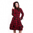 Manteau femme tartan noir et rouge à rubans - Poizen Industries