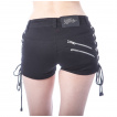 Mini short femme rock noir à zips et lacets DINA - Vixxsin