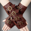 Mitaines steampunk femme marrons à boucles - Restyle