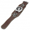 Montre gothique à bracelet marron avec scorpions et cadran rond à croix de Malte