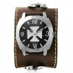 Montre gothique à bracelet marron avec scorpions et cadran rond à croix de Malte