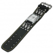 Montre gothique  cadran rectangulaire et bracelet cuir  cranes et rivets