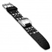 Montre gothique à croix de malte et crane avec bracelet cuir à inserts pyramides et rivets