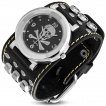 Montre gothique  tte de mort et os croiss puis inserts rivets et cranes