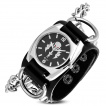 Montre gothique décoré de chaines et anneaux avec cadran à tête de démon ailé