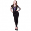 Pantalon legging femme noir goth-rock avec inserts mtalliques