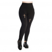 Pantalon leggings femme noir  croix latines ajoures - Banned