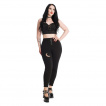 Pantalon leggings femme noir à lune ajourée et chat patch - Banned