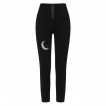 Pantalon leggings femme noir  lune ajoure et chat patch - Banned