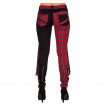 Pantalon punk-rock tartan rouge  zips et sangles - BANNED