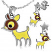 Parure pendentif et boucles d'oreilles à biche