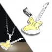 Pendentif acier guitare electrique argente et dore