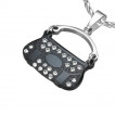 Pendentif acier sac à main pavé de pierres