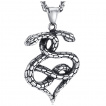 Pendentif acier serpents croiss en coeur