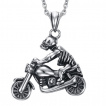 Pendentif acier squelette biker sur sa moto