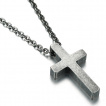 Pendentif croix effet bton en acier (+chaine)