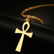 Pendentif croix gyptienne (nkh) dore en acier