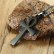 Pendentif croix égyptienne (Ânkh) noire en acier