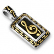 Pendentif homme acier à motifs en H et clé de Sol