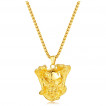 Pendentif homme acier doré tête de mort bordée de deux serpents cobra