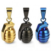 Pendentif homme acier grenade couleur unie