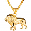 Pendentif homme acier Lion royal dor