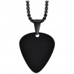 Pendentif homme acier noir en forme de médiator de guitare