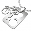 Pendentif homme acier plaque vélo à bords arrondie