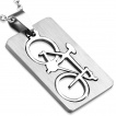 Pendentif homme acier plaque vélo à bords arrondie