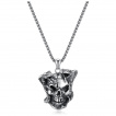 Pendentif homme acier tte de mort borde de deux serpents cobra