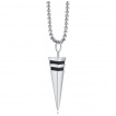 Pendentif homme acier triangulaire à 3 faces à rainures noires (avec chaîne)