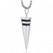 Pendentif homme acier triangulaire à 3 faces à rainures noires (avec chaîne)