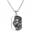 Pendentif homme plaque acier  lion de profil