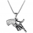 Pendentif homme révolver main en acier